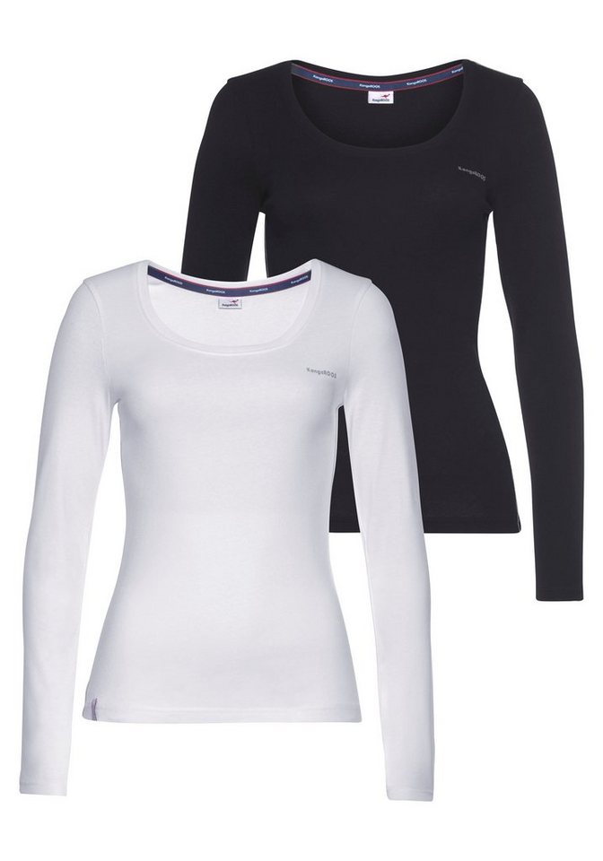 KangaROOS Langarmshirt (Packung, 2-tlg., 2er-Pack) Langarm, unifarben oder meliert, Rundhalsausschnitt von KangaROOS