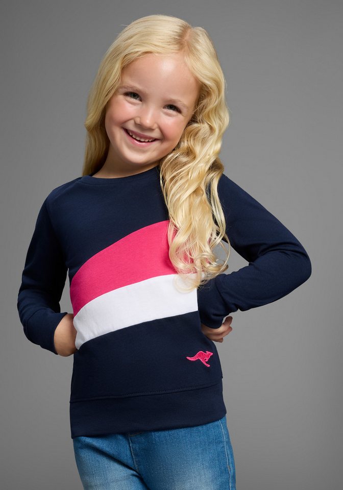 KangaROOS Langarmshirt mit Einsätzen für kleine Mädchen Shirt mit modischen Einsätzen und Logo-Stickerei von KangaROOS