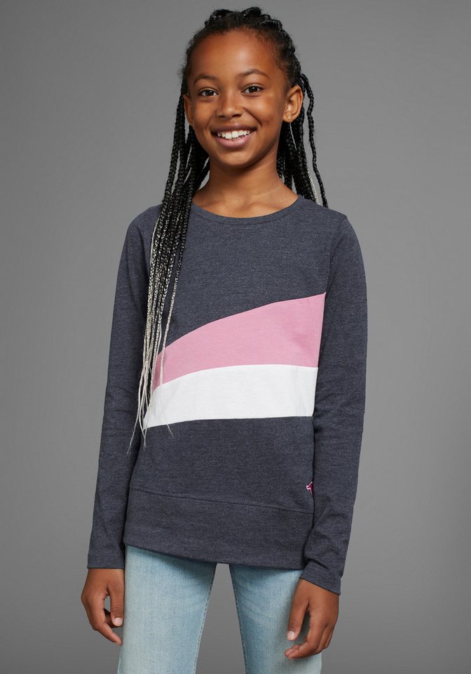 KangaROOS Langarmshirt mit coolem Colourblocking, mit Kangaroos Logo und Stickerei von KangaROOS