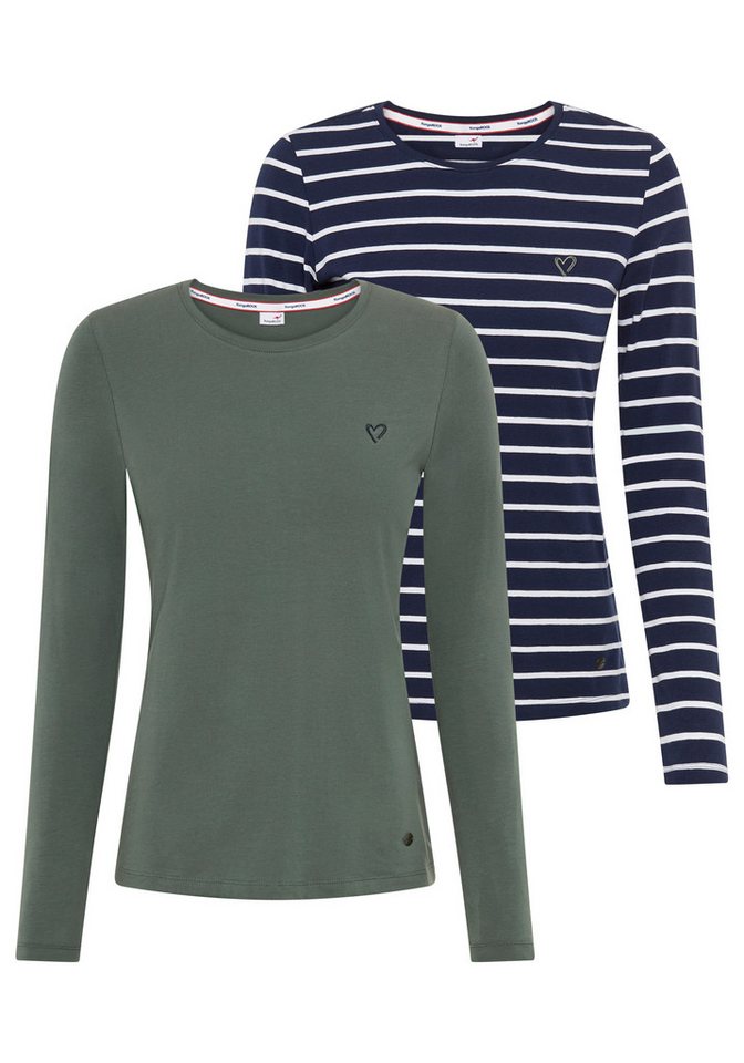 KangaROOS Langarmshirt im Doppelpack, gestreift + uni von KangaROOS