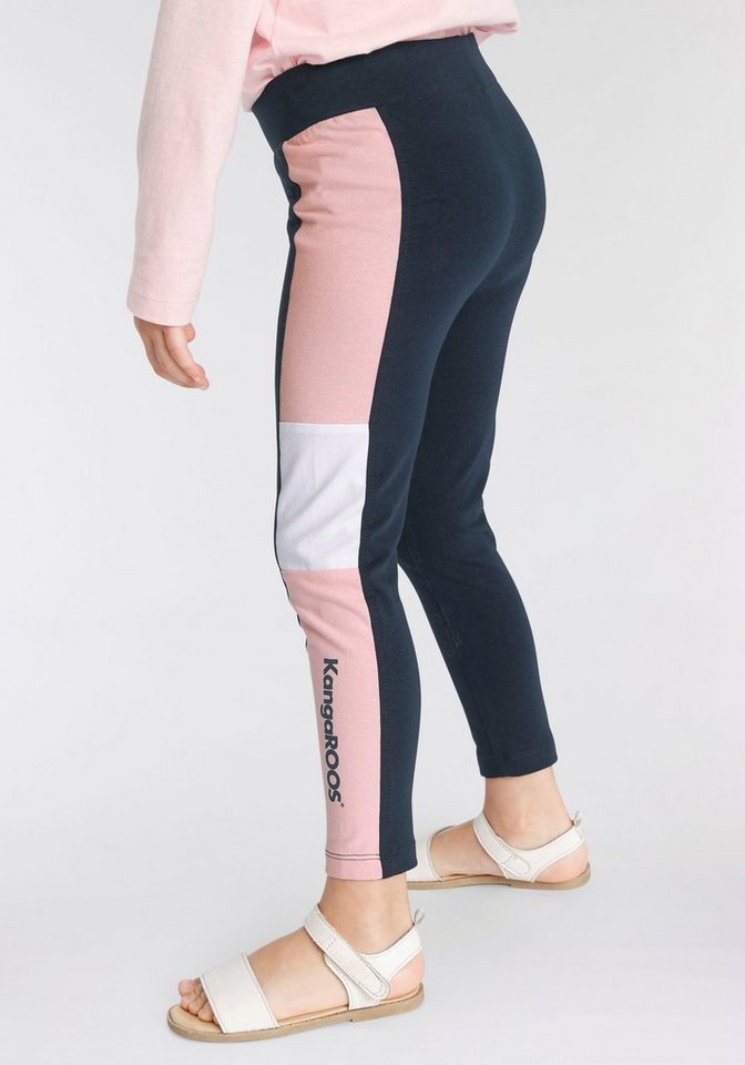 KangaROOS Leggings Colorblocking Leggings für kleine Mädchen mit breitem Bündchen und Logoprint von KangaROOS