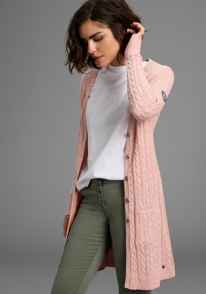 KangaROOS Longstrickjacke mit trendigem Zopfmuster und Taschen KangaROOS Longstrickjacke mit trendigem Zopfmuster und Taschen von KangaROOS