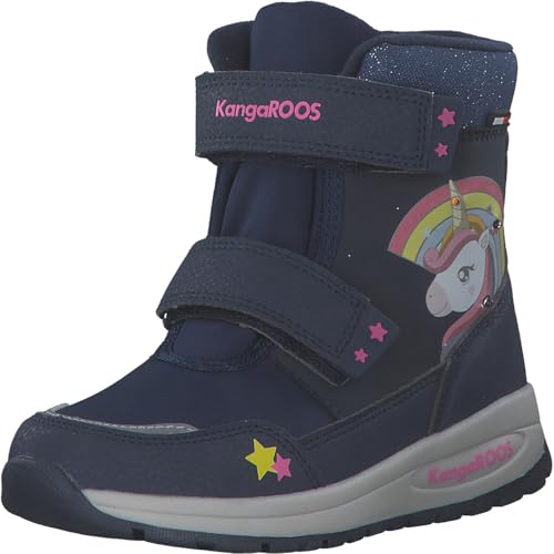 KangaROOS Mädchen K-pe Candela V Rtx Sl Schneestiefel, Dk Navy Daisy Pink Unicorn, 31 EU von KangaROOS