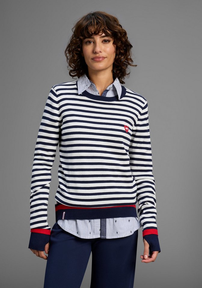 KangaROOS Streifenpullover mit Ringelstreifen und herzlichem Logodruck von KangaROOS