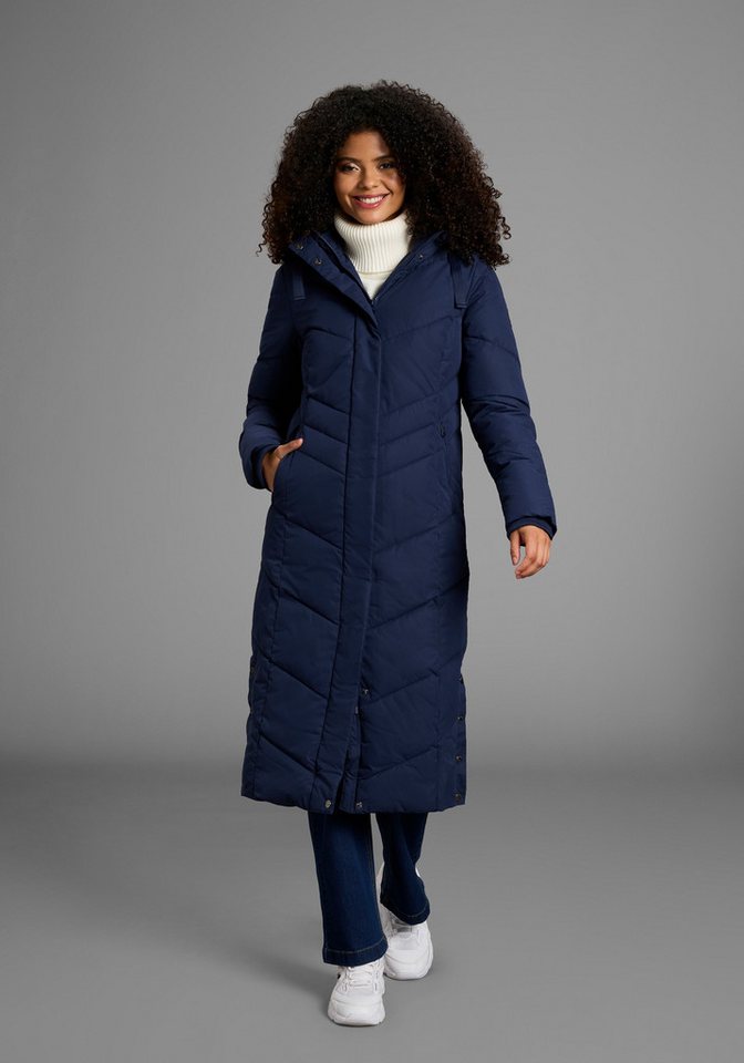 KangaROOS Steppmantel Langer Wintermantel mit seitlichen Knöpfen und Kapuze von KangaROOS