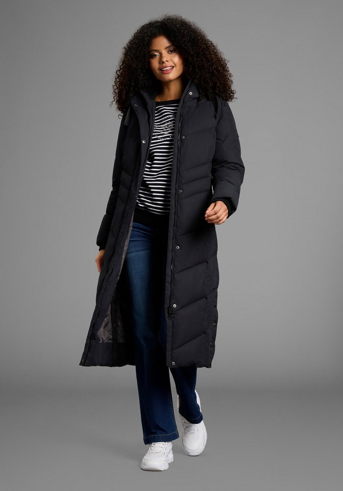 KangaROOS Steppmantel Langer Wintermantel mit seitlichen Knöpfen und Kapuze von KangaROOS