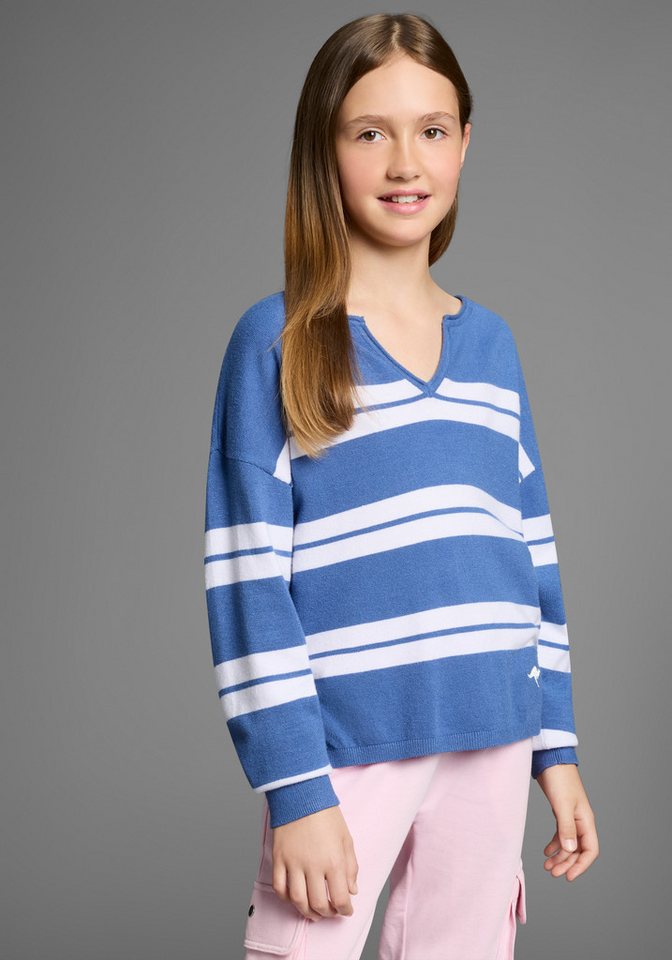KangaROOS Strickpullover Kuschelweicher Ringelpullover Weicher Ringelpullover mit kleinem V-Ausschnitt von KangaROOS