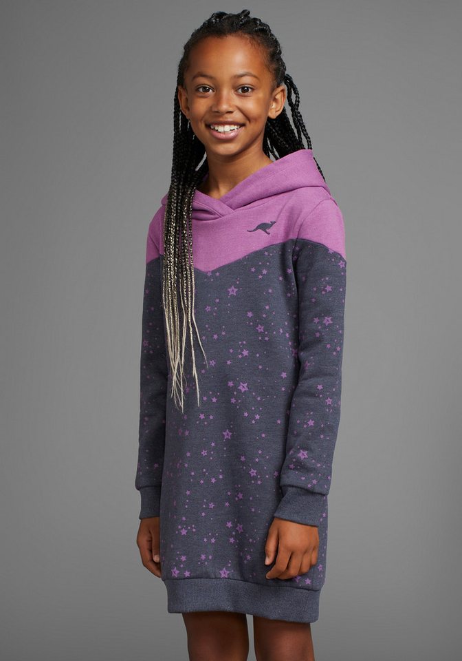 KangaROOS Sweatkleid mit süßem allover Druck, in Colorblocking-Design von KangaROOS