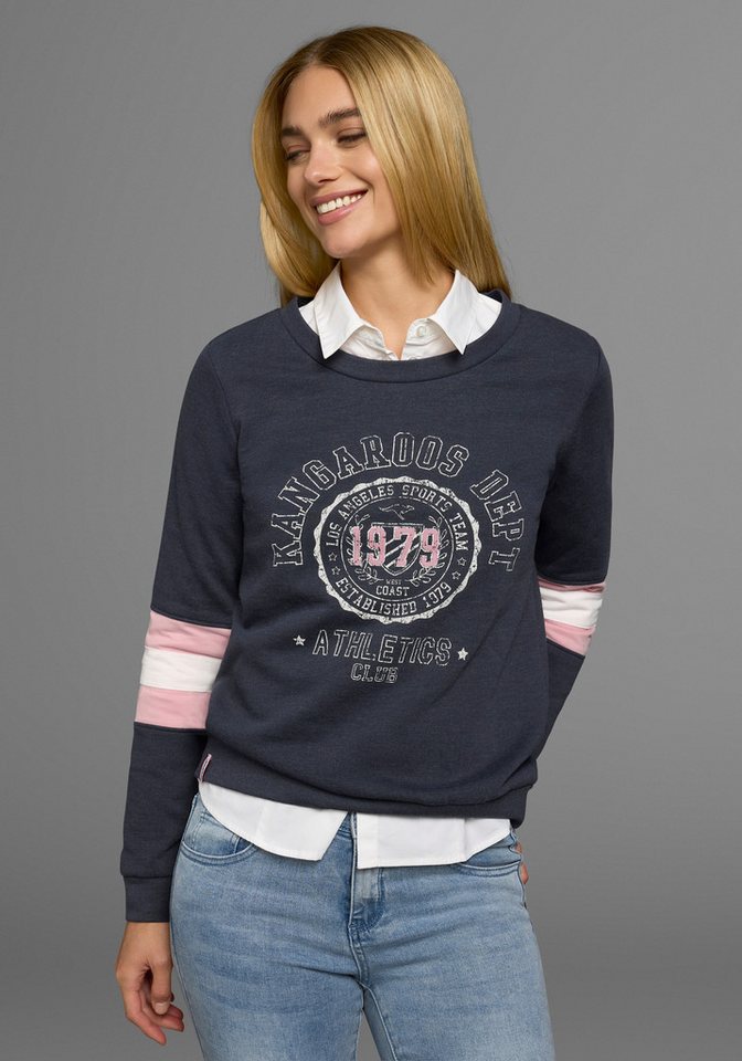 KangaROOS Sweatshirt Langarm, figurumschmeichelnde Passform, bedruckte Optik von KangaROOS
