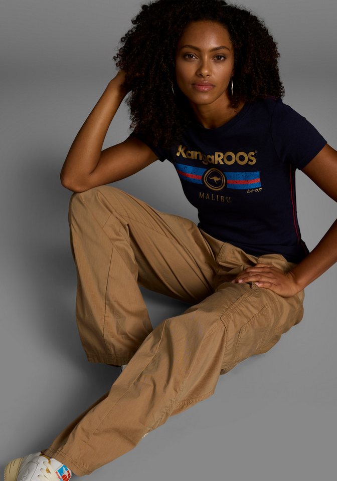 KangaROOS T-Shirt Kurzarm, unifarben und bedruckt, Rundhalsausschnitt von KangaROOS