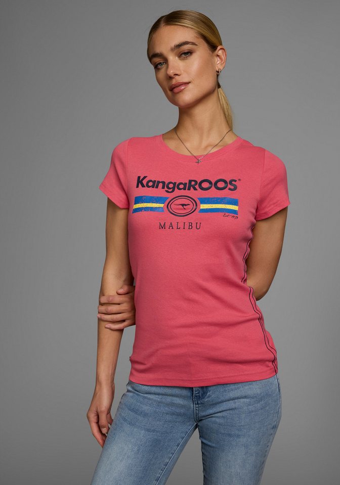 KangaROOS T-Shirt Kurzarm, unifarben und bedruckt, Rundhalsausschnitt von KangaROOS