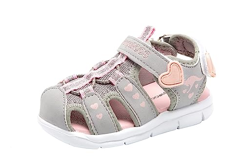 KangaROOS Unisex Baby K-Mini Sandalen, Vapor Grey/English Rose Glitter 2109, 21 EU von KangaROOS