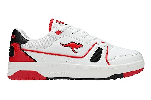 KangaROOS Unisex K-Draft Center Sneaker, White/Fiery red, 45 EU von KangaROOS