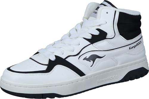 KangaROOS Unisex K-Draft Tony Mid Sneaker, White/Jet Black, 38 EU von KangaROOS