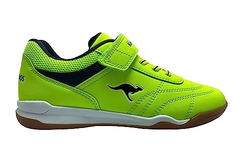 KangaROOS Unisex Kinder K-highyard Ev Sneaker, Neon Yellow Jet Black, 39 EU von KangaROOS