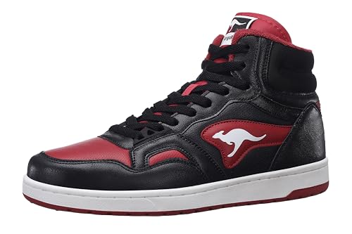 KangaROOS Unisex K-Slam Point Mid Sneaker, Jet Black/Rouge, 38 EU von KangaROOS