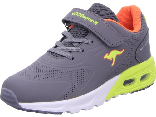 KangaROOS Unisex KX-Giga EV Sneaker, Steel Grey/Lime, 35 EU von KangaROOS