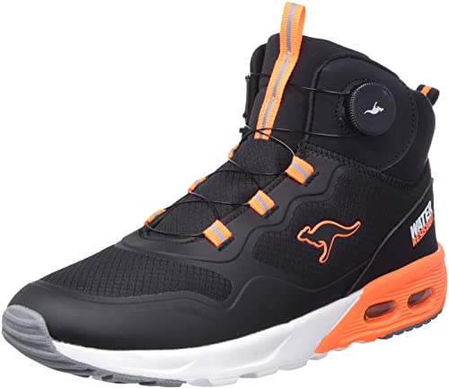 KangaROOS Unisex KX-Raptor Hi FX Sneaker, Jet Black/neon orange, 38 EU von KangaROOS