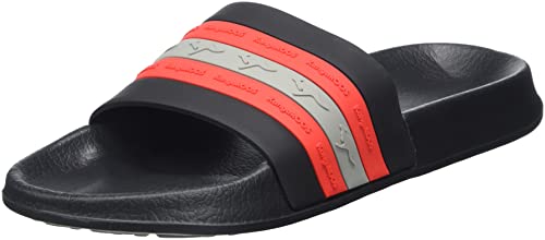 KangaROOS Unisex K-Slide Stripe Sandale, Jet Black/red, 32 EU von KangaROOS