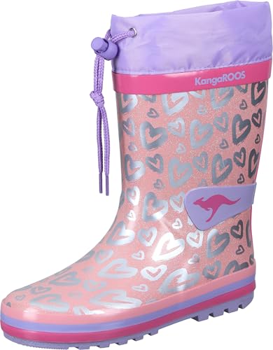 KangaROOS Unisex Kinder K-rain Gummistiefel, Lavender Metallic Heart, 34 EU von KangaROOS