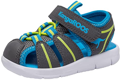 KangaROOS Unisex Kinder K-tiffy Sandale, Steel Grey/Lime, 24 EU von KangaROOS