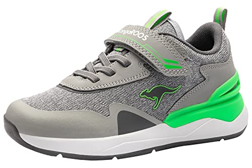 KangaROOS Unisex-Kinder KD-Gym EV Sneaker, Vapor Grey/Neon Green 2198, 39 EU von KangaROOS