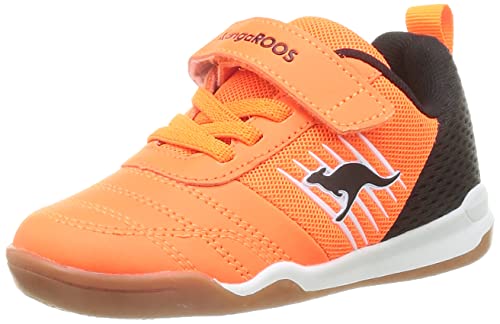 KangaROOS Unisex Kinder Super Court Ev Sneaker, Neon Orange Jet Black 7950, 30 EU von KangaROOS