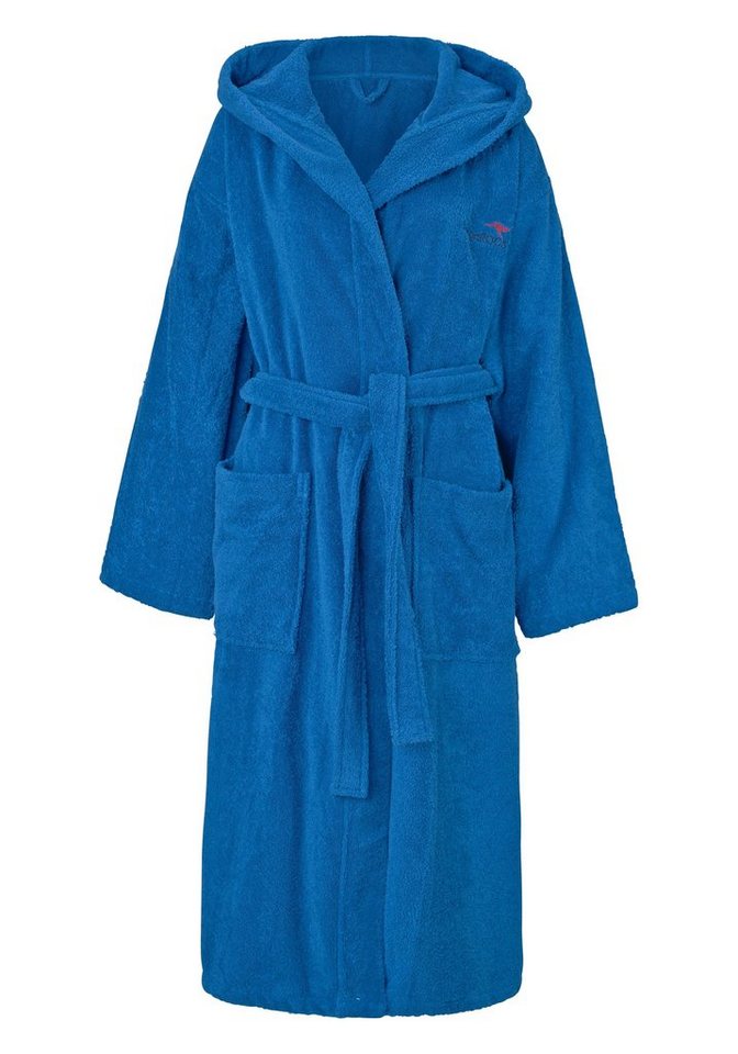 KangaROOS Unisex-Bademantel Cassidy, für Damen & Herren, Standardlänge & Überlänge, Langform, Walkfrottee, Kapuze, Gürtel, mit Taschen, Männer und Frauen, Baumwolle, Reise, Hotel, Sauna, S-3XL von KangaROOS
