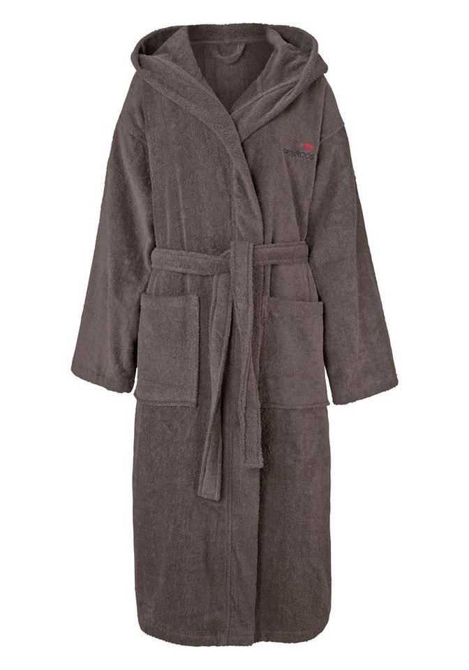 KangaROOS Unisex-Bademantel Cassidy, für Damen & Herren, Standardlänge & Überlänge, Langform, Walkfrottee, Kapuze, Gürtel, mit Taschen, Männer und Frauen, Baumwolle, Reise, Hotel, Sauna, S-3XL von KangaROOS