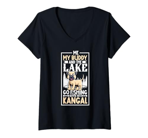 Damen Angeln und Kangal-Hirtenhund T-Shirt mit V-Ausschnitt Damen Angeln und Kangal-Hirtenhund T-Shirt mit V-Ausschnitt von Kangal-Hirtenhund Designs