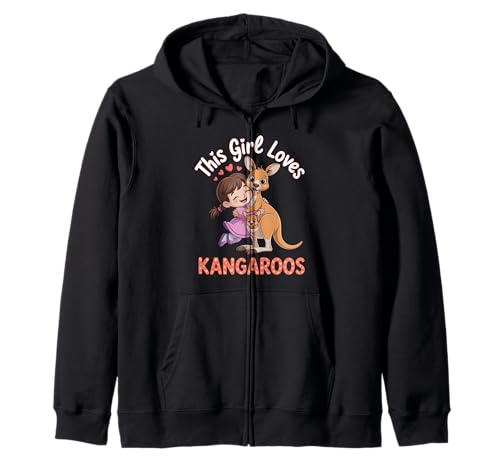 Dieses Mädchen liebt Kängurus Mädchen Känguru-Liebhaber Kapuzenjacke von Kangaroo Designs for Girls Who Love Kangaroos