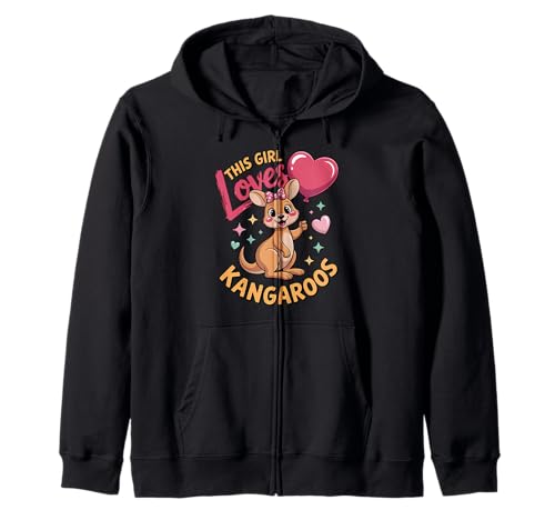 Dieses Mädchen liebt Kängurus Mädchen Känguru-Liebhaber Kapuzenjacke von Kangaroo Designs for Girls Who Love Kangaroos
