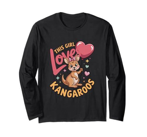 Dieses Mädchen liebt Kängurus Mädchen Känguru-Liebhaber Langarmshirt von Kangaroo Designs for Girls Who Love Kangaroos