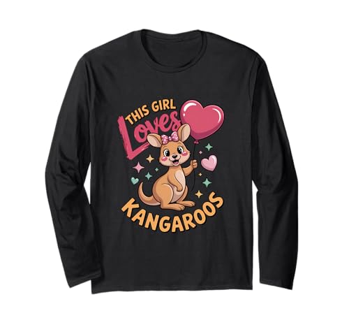 Dieses Mädchen liebt Kängurus Mädchen Känguru-Liebhaber Langarmshirt von Kangaroo Designs for Girls Who Love Kangaroos