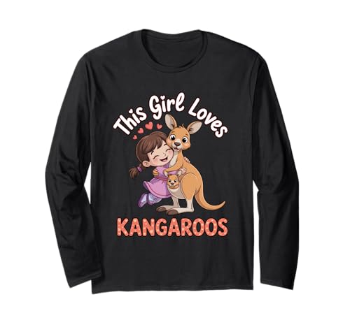 Dieses Mädchen liebt Kängurus Mädchen Känguru-Liebhaber Langarmshirt von Kangaroo Designs for Girls Who Love Kangaroos