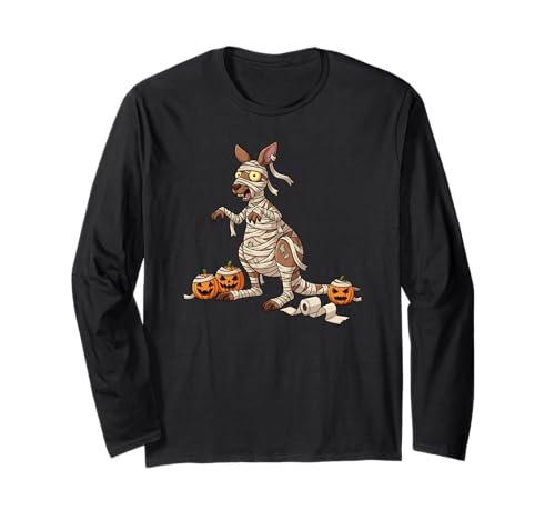 Lustiges Känguru-Mumien-Kürbis, Halloween, Kinder, Herren und Damen Langarmshirt von Kangaroo Lover Cute Halloween Outfits for Boy Girl