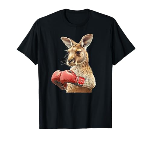Kangaroo with boxing gloves Cooles Känguru-Kostüm mit Boxhandschuhen T-Shirt Schwarz Unisex-Kinder Kurzarm T-Shirt S von Kangaroo with boxing gloves