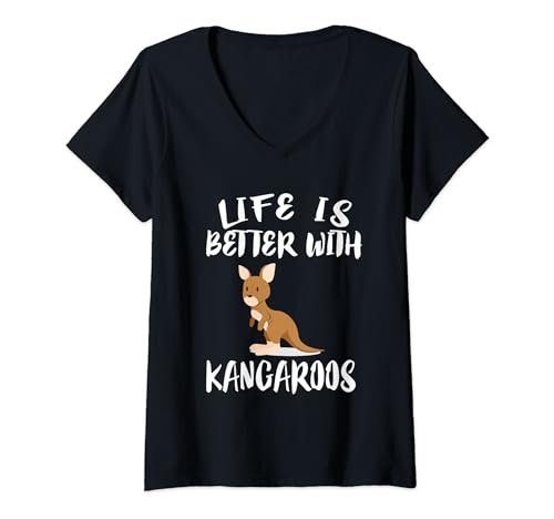 Damen Life Is Better With Kangaroos Animal Gift T-Shirt mit V-Ausschnitt Damen Life Is Better With Kangaroos Animal Gift T-Shirt mit V-Ausschnitt von Kangaroos Animal Gift