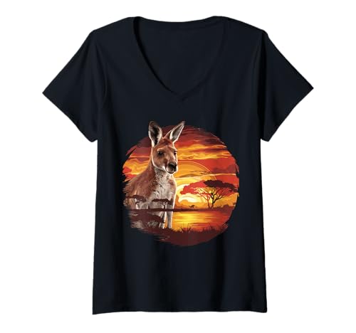 Damen Australien Kangaroos for Australian T-Shirt mit V-Ausschnitt Damen Australien Kangaroos for Australian T-Shirt mit V-Ausschnitt von Kangaroos Australia Gift