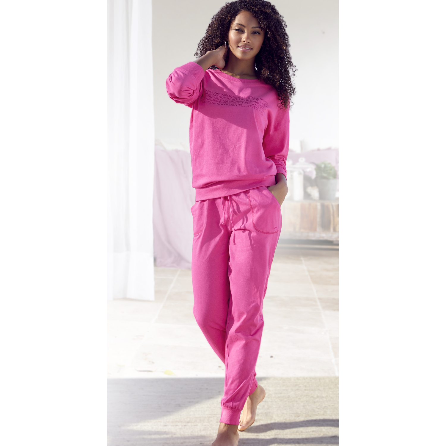 KANGAROOS Damen Pyjama pink Gr.44/46 von Kangaroos