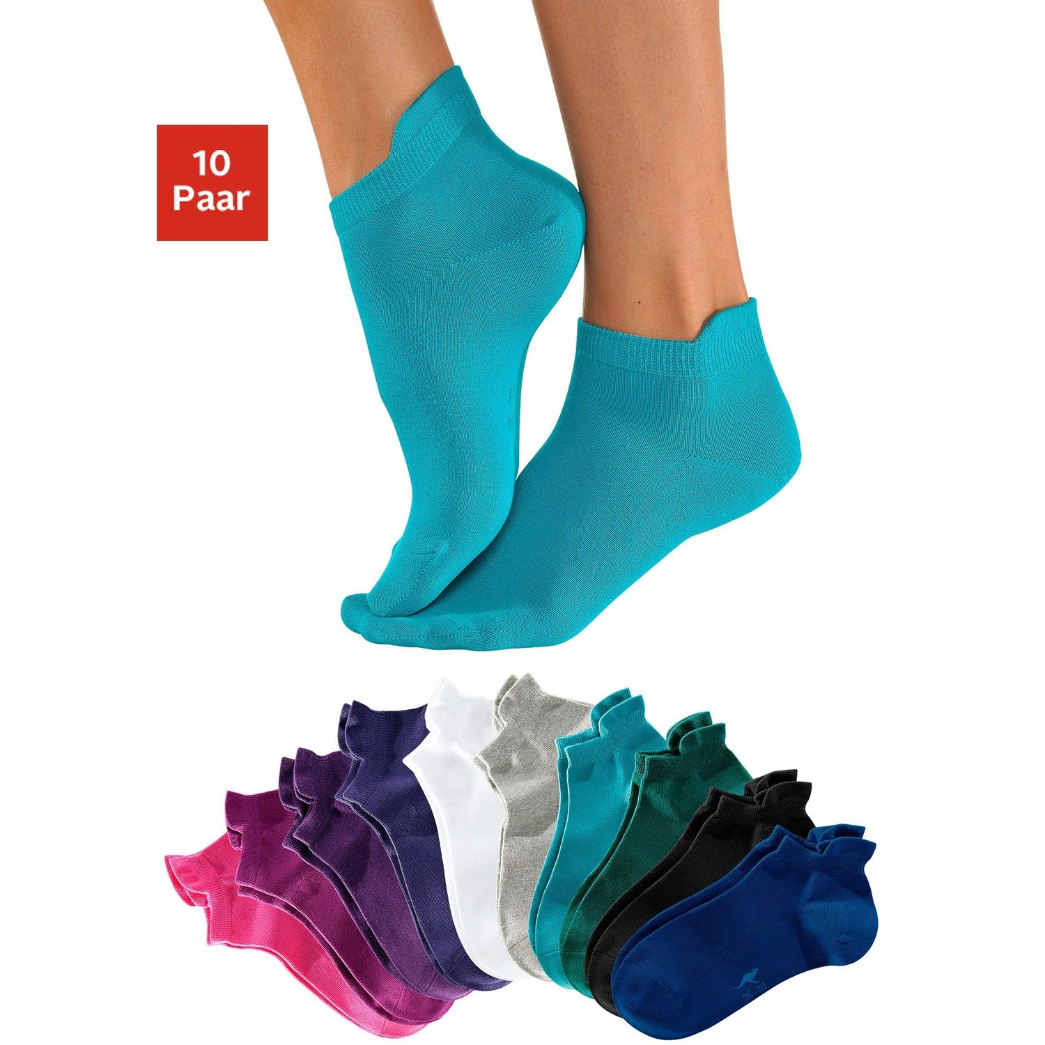 KANGAROOS Sneakersocken Damen himbeere * schwarz - pink - pflaume - weiß - grau - türkis - petrol - blau - lila Gr.39-42 von Kangaroos