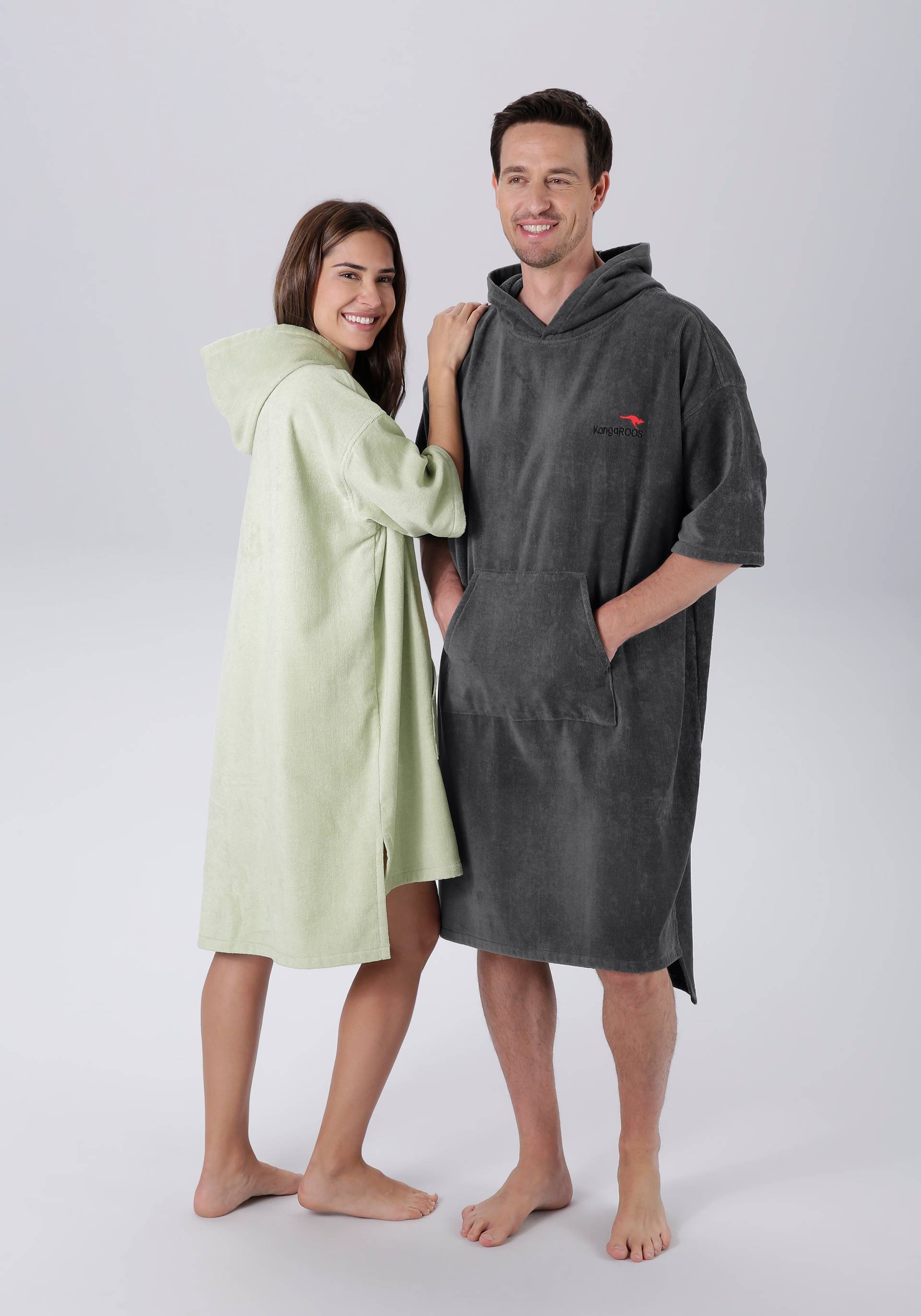 KangaROOS Badeponcho "Summer, ideal für Sauna, Spa & im Urlaub, Damen & Herren" 1 Stk. tlg., Surfponcho, mit Bauchtasche, 100% Baumwolle, Frottee von Kangaroos