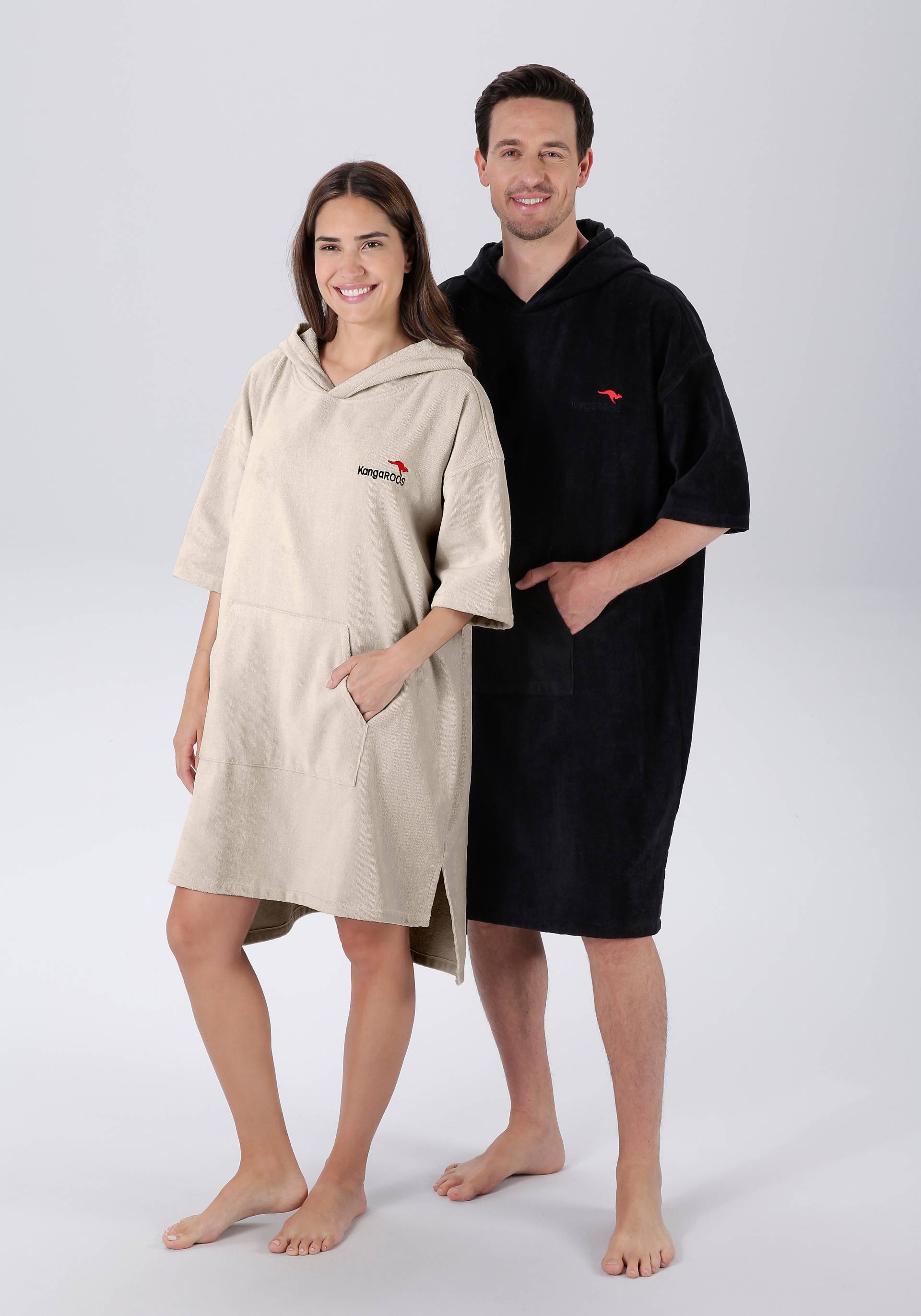 KangaROOS Badeponcho "Summer, ideal für Sauna, Spa & im Urlaub, Damen & Herren" 1 Stk. tlg., Surfponcho, mit Bauchtasche, 100% Baumwolle, Frottee von Kangaroos