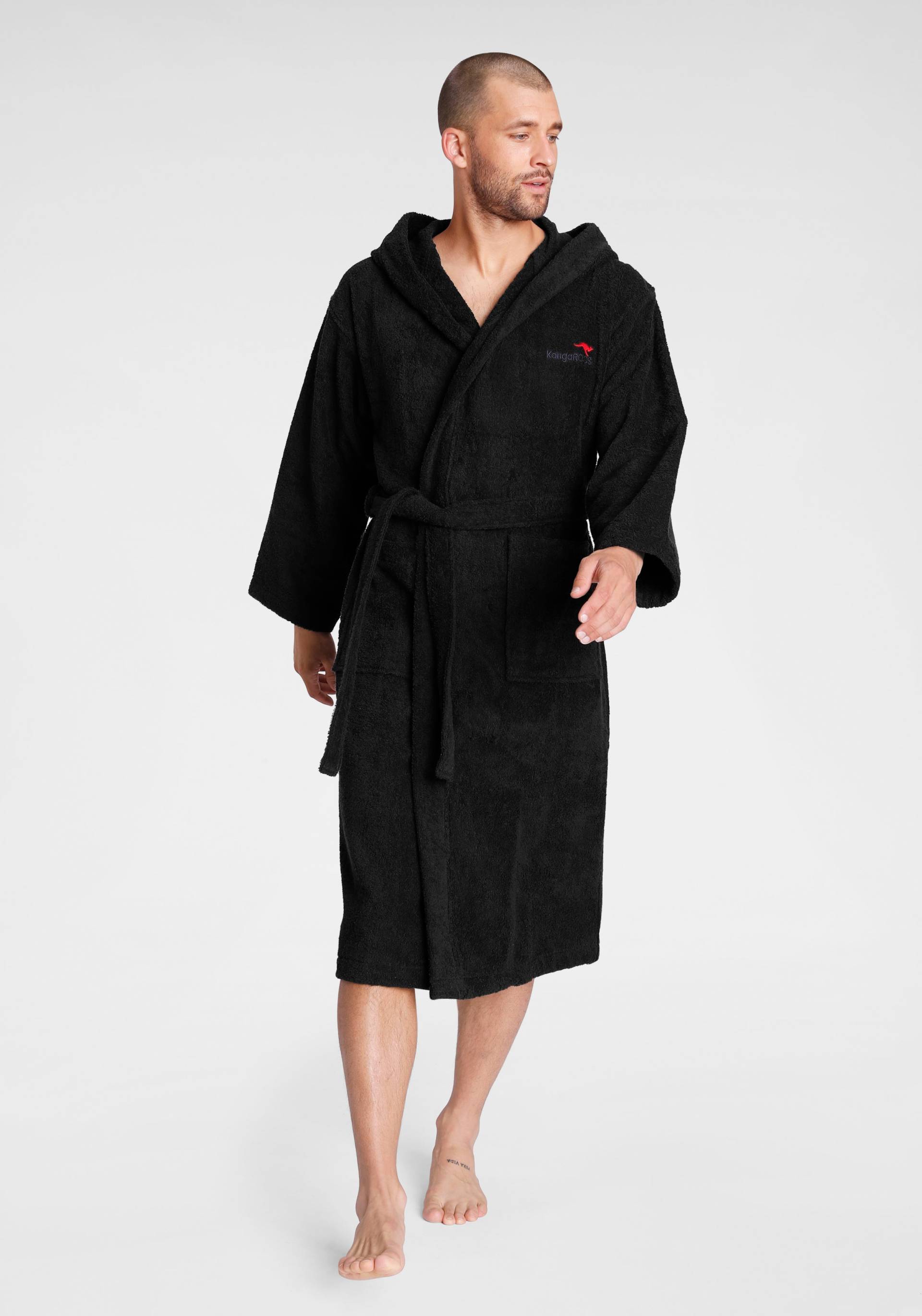 KangaROOS Unisex-Bademantel "Cassidy, für Damen & Herren, Standardlänge & Überlänge" 1 Stk. tlg., mit Taschen, Männer und Frauen, Baumwolle, Reise, Hotel, Sauna, S-3XL von Kangaroos