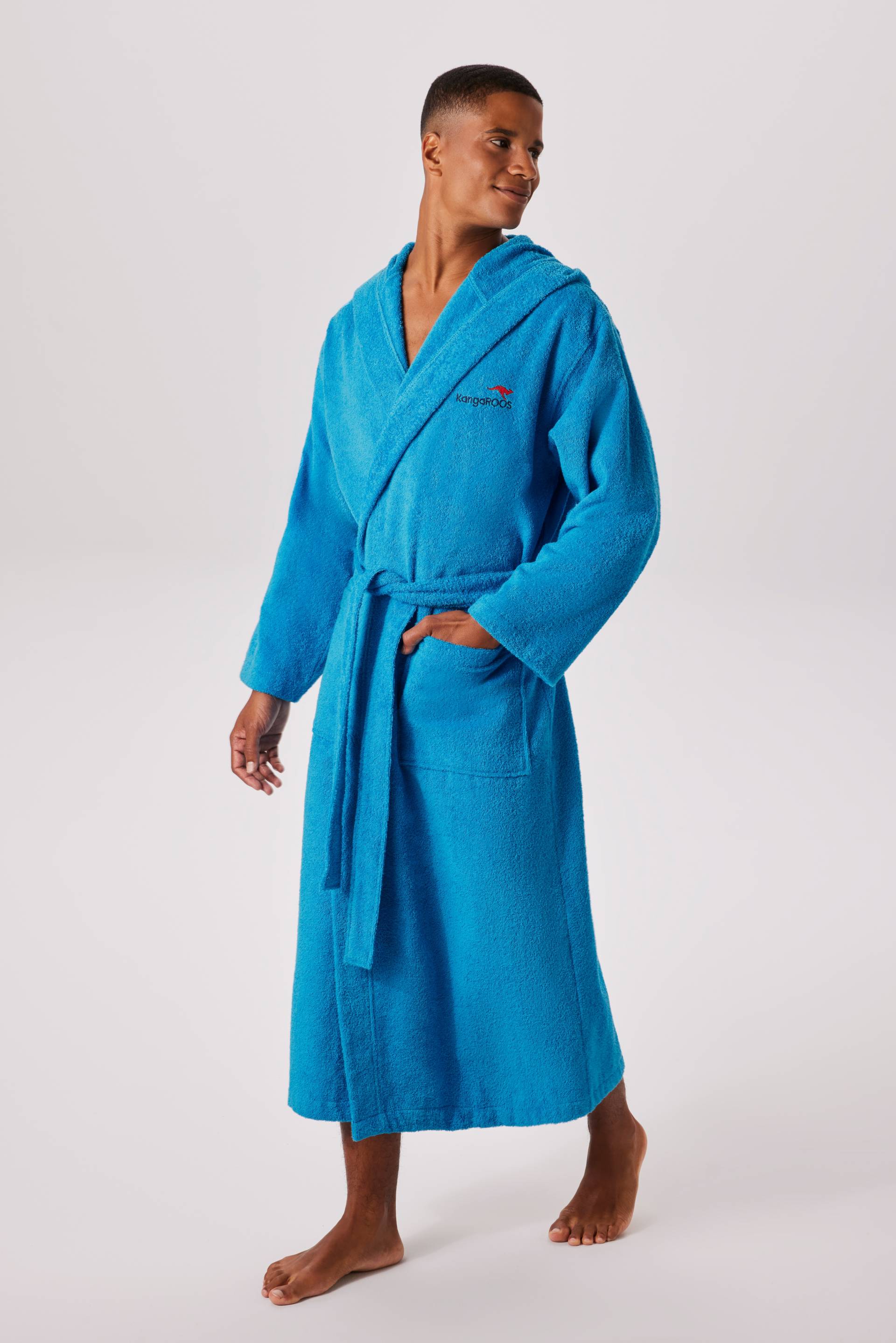 KangaROOS Unisex-Bademantel "Cassidy, für Damen & Herren, Standardlänge & Überlänge" 1 Stk. tlg., mit Taschen, Männer und Frauen, Baumwolle, Reise, Hotel, Sauna, S-3XL von Kangaroos