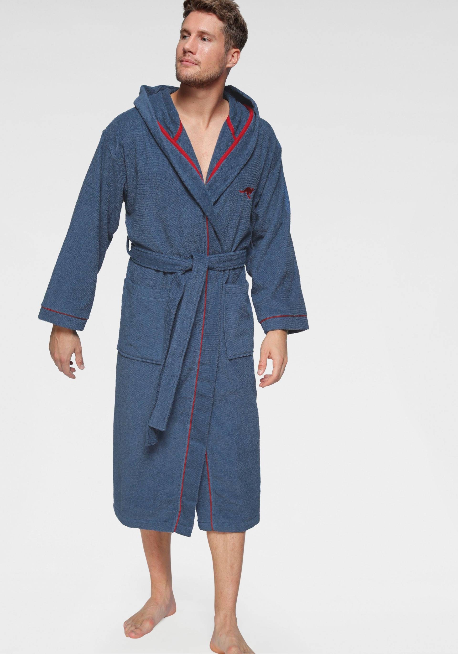 KangaROOS Unisex-Bademantel "Luke, ideal für Sauna & Spa, Hotelbademantel, Morgenmantel" 1 Stk. tlg., für Damen & Herren, Bademantel mit Kapuze & Logostickerei,S-2XL von Kangaroos