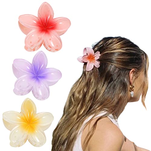 3 Stück Acryl Blumen Haarspangen, Niedliche Blumenförmige Kiefer Clips Rutschfeste Schildpatt Haarkralle Blütenblatt Haarschmuck für Frauen Mädchen von Kangmeile