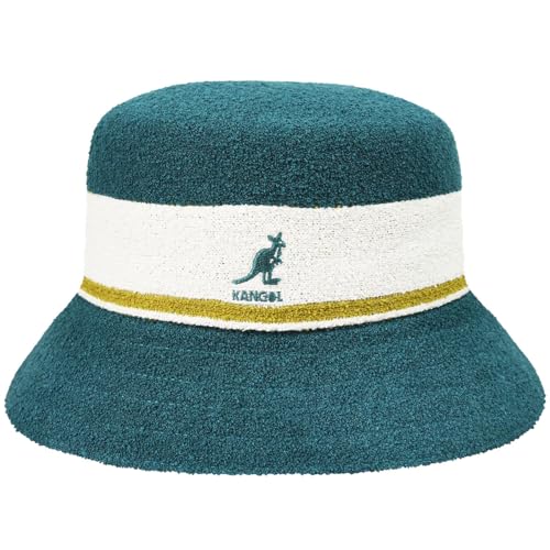 Kangol Bermuda Stripe Bucket Hut Stoffhut Fischerhut Anglerhut Clubhut Musikerhut (M (56-57 cm) - Petrol) von Kangol