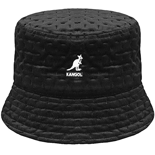 Kangol Dash Quilted Bin Stoffhut Fischerhut Anglerhut Damen/Herren - mit Futter, Lederband Winter Herbst-Winter - S (54-55 cm) schwarz von Kangol