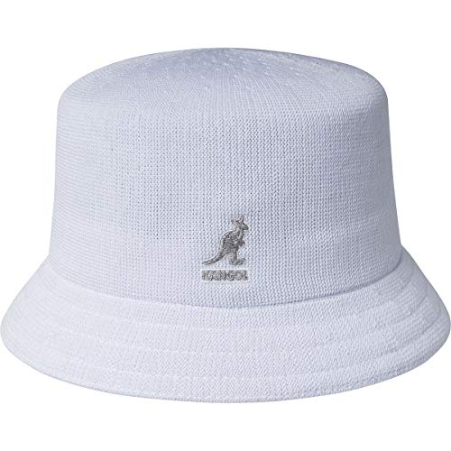Kangol Tropic Bin Hut Stoffhut Fischerhut Anglerhut Bucket Hat Clubhut Musikerhut Damen/Herren - Sommer Frühling-Sommer - M (56-57 cm) weiß von Kangol